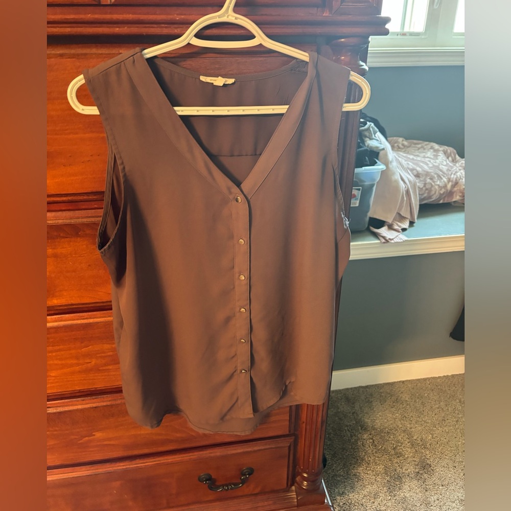 Maurices Button-Down Brown Blouse